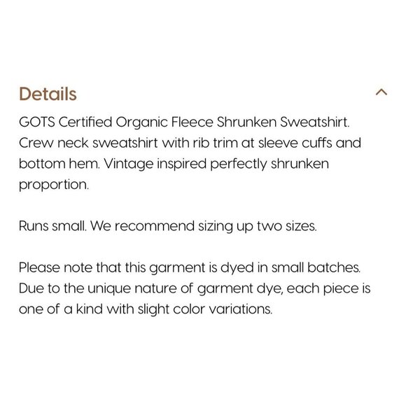 NWT MATE the Label Organic Fleece Shrunken Crew Neck Sweatshirt Black X-small - Picture 4 of 9